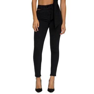 NWT Good American Good Legs Slit Waistband Stretch Skinny Jeans in Black210